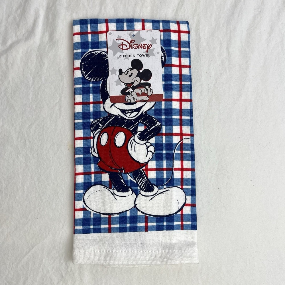 Disney Mickey Mouse Kitchen Dish Towel Sketchbook Red White‎ Blue New With Tags - Picture 2 of 9